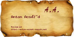 Anton Acsád névjegykártya